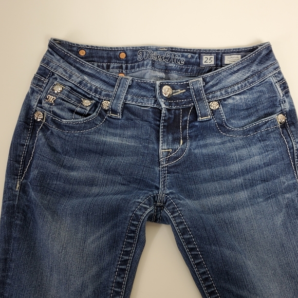 Miss Me Cross studded rhinestone bling jeans size 25 - Picture 2 of 14